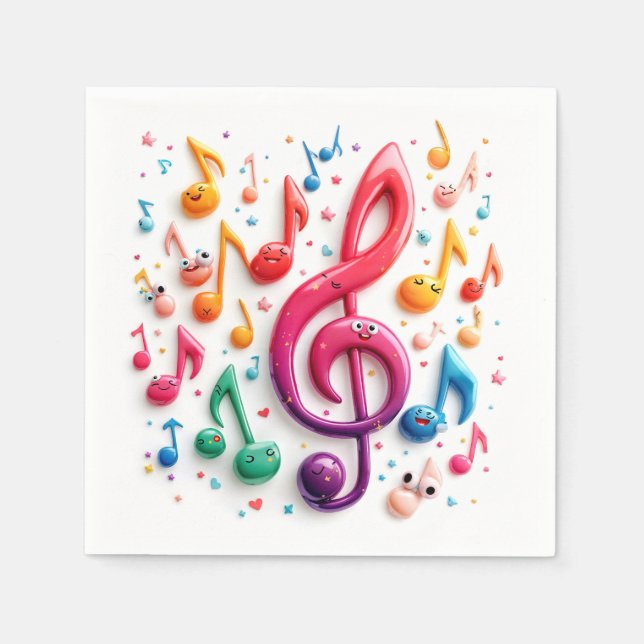 Musical Notes With Eyeballs Napkin (Front)