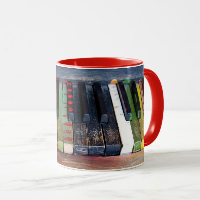 Musical Painted Piano Keys Coffee Mug (Front Right)