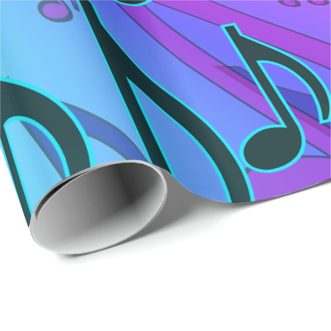 Musical Pattern Dreamy Swirly Music Notes Wrapping Paper (Roll Corner)