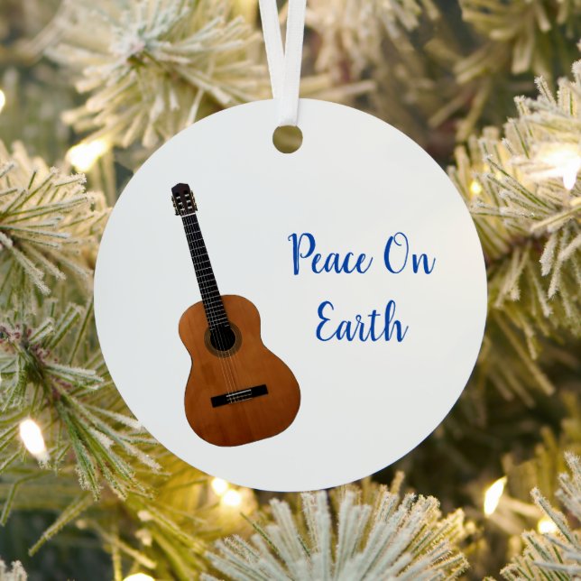 Musical Peace on Earth Guitar Christmas  Metal Tree Decoration (Insitu)