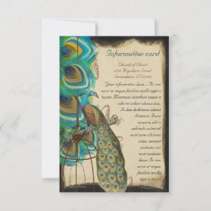 Musical Peacock Bird Cage Feather Wedding Invite