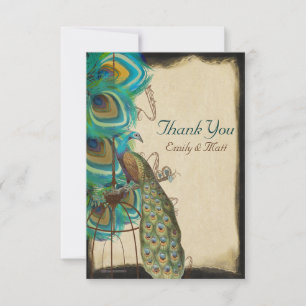 Musical Peacock Birdcage Feather Wedding Thank you