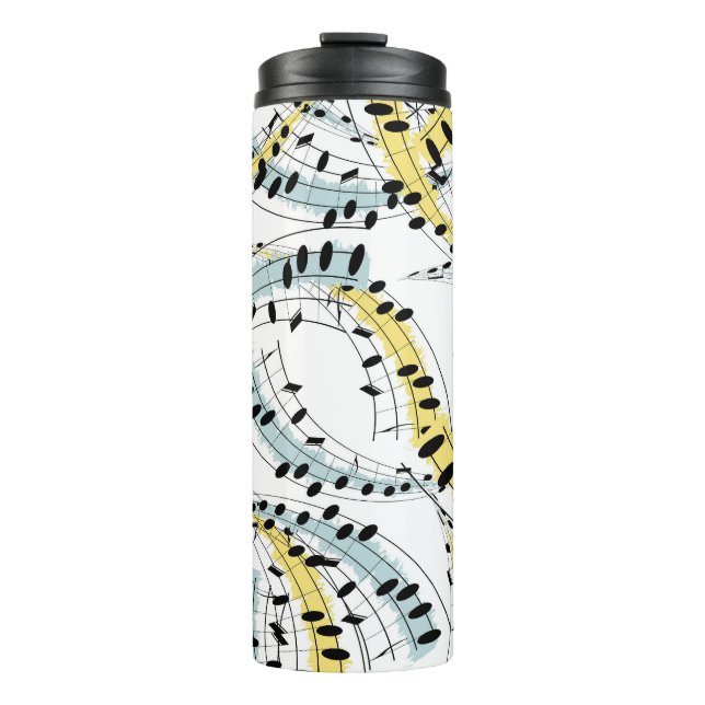 Musical Phrases: Cheerful White Background. Thermal Tumbler (Front)