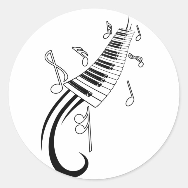 Musical Piano Classic Round Sticker (Front)