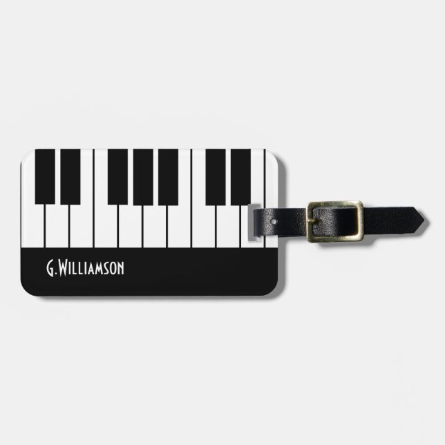 Musical Piano Keys | Add Your Name Luggage Tag (Front Horizontal)