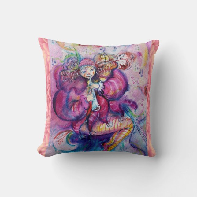 MUSICAL PINK CLOWN WITH OWL Baby Shower Cushion (Front)