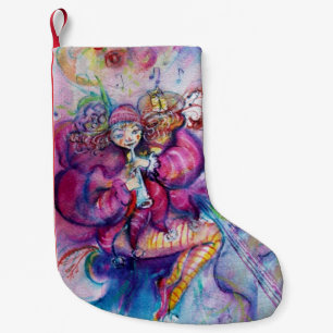 MUSICAL PINK CLOWN WITH OWL SMALL CHRISTMAS STOCKING