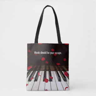 Musical Quote on Piano Keys Tote Bag