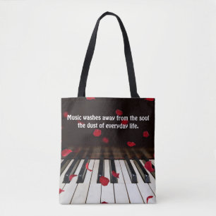 Musical Quote on Piano Keys Tote Bag