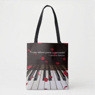 Musical Quote on Piano Keys Tote Bag