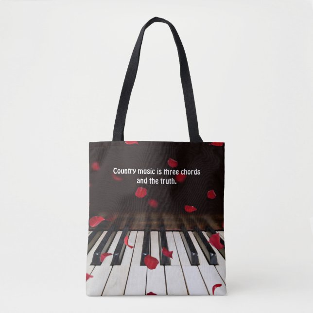 Musical Quote on Piano Keys Tote Bag (Front)