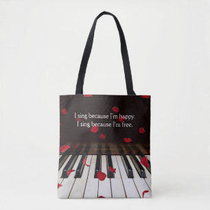 Musical Quote on Piano Keys Tote Bag