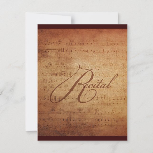 Musical Recital Antique Sheet Music Custom Invitation (Front)
