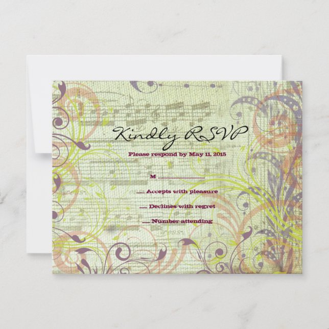 MUSICAL RED POPPY Bat Mitzvah Reply Card (Front)