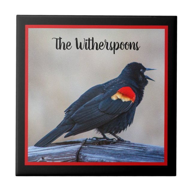 Musical Redwing Blackbird in a Marsh Tile (Front)