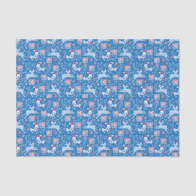 Musical reindeers & birds Christmas tissue paper (Front)