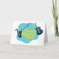 Musical Retro Saxophone and Guitar Birthday