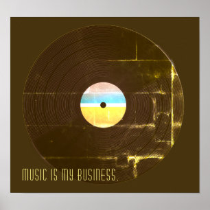 Musical retro vintage style record plate cover poster