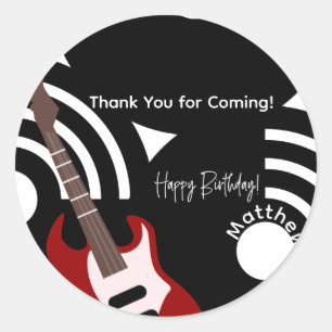 Musical Rock Star Electric Guitar Birthday Classic Round Sticker