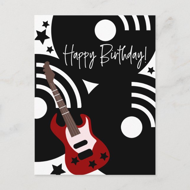 Musical Rock Star Electric Guitar Birthday Postcard (Front)