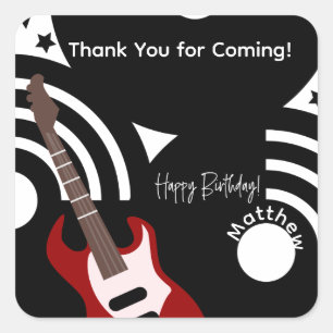 Musical Rock Star Electric Guitar Birthday Square Sticker