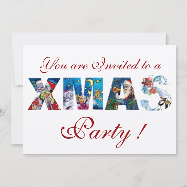 MUSICAL SANTA  AND SNOWMAN  XMAS NIGHT PARTY INVITATION (Front)