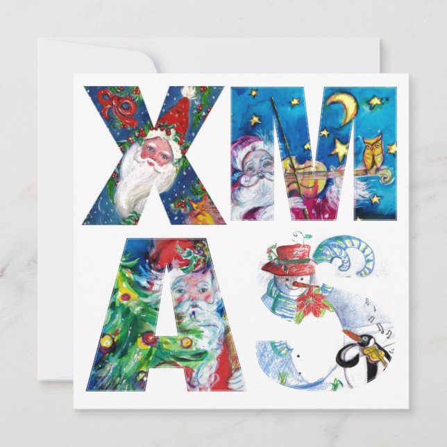 MUSICAL SANTA  AND SNOWMAN  XMAS NIGHT PARTY INVITATION (Front)