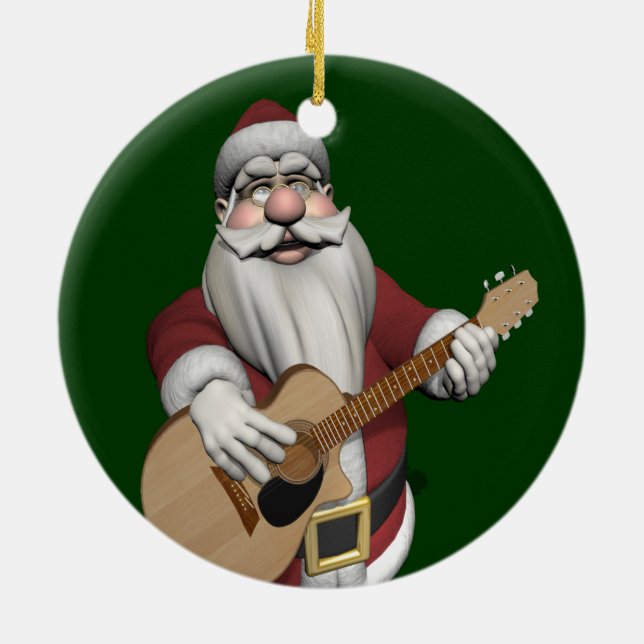 Musical Santa Claus Playing Christmas Songs Ceramic Tree Decoration (Back)