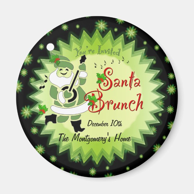 Musical Santa Elf Christmas Brunch Invitation Magn Magnet (Front)