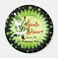 Musical Santa Elf Christmas Dinner Invitation Magn