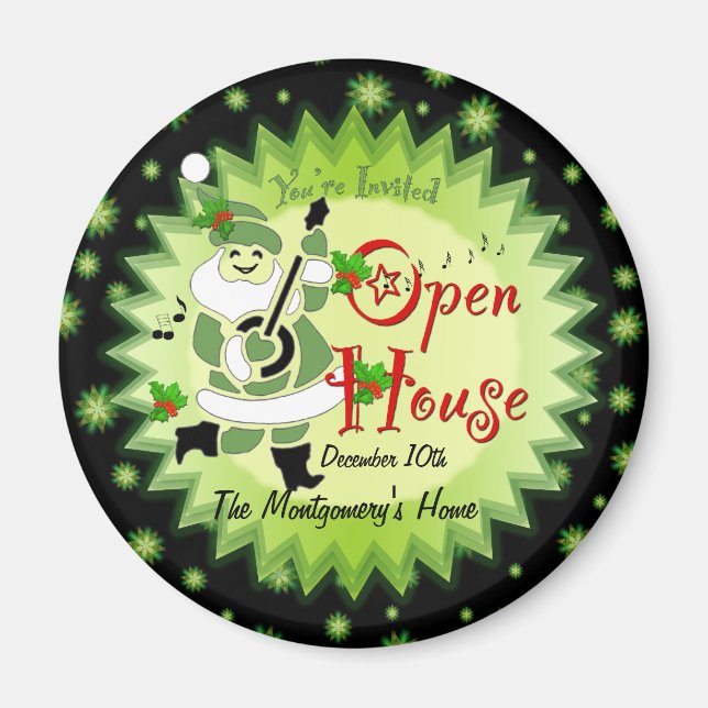 Musical Santa Elf Open House Invitation Magnet (Front)