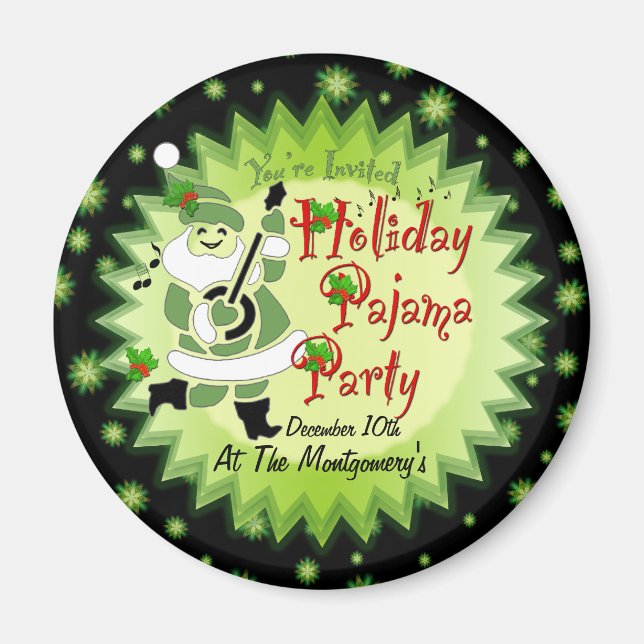 Musical Santa Elf Pajama Party Magnet (Front)