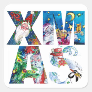 MUSICAL SANTA  XMAS PARTY / PENGUIN'S SERENADE SQUARE STICKER