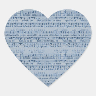 Musical Score Old Blue Paper Design Heart Sticker