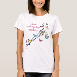 Musical Score with Colourful Butterflies T-Shirt