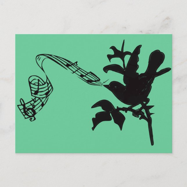 Musical Singing Black Bird Any Colour Background Postcard (Front)