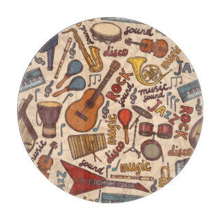 Musical Sketch: Colourful Vintage Seamless. Cutting Board