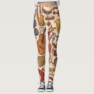 Musical Sketch: Colourful Vintage Seamless. Leggings