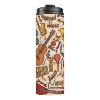 Musical Sketch: Colourful Vintage Seamless. Thermal Tumbler