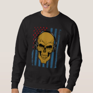 Musical Skull Headphones House Tecno Party Mix Mus Sweatshirt