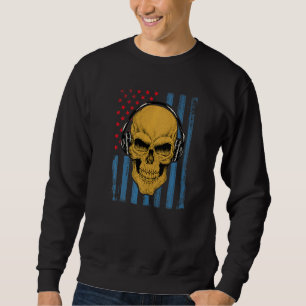 Musical Skull Headphones House Tecno Party Mix Mus Sweatshirt