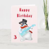 Musical Snowman Birthday Card - Customisable