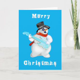Musical Snowman with Guitar Funny Christmas Card