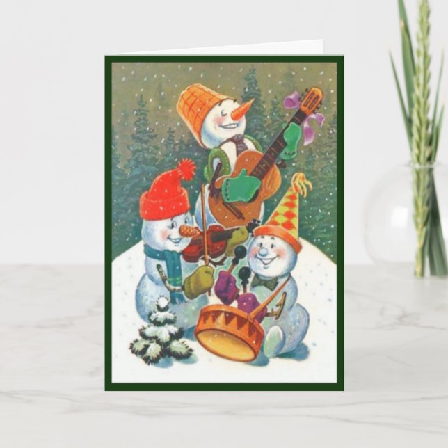 Musical Snowmen Custom Greetings Card (Front)