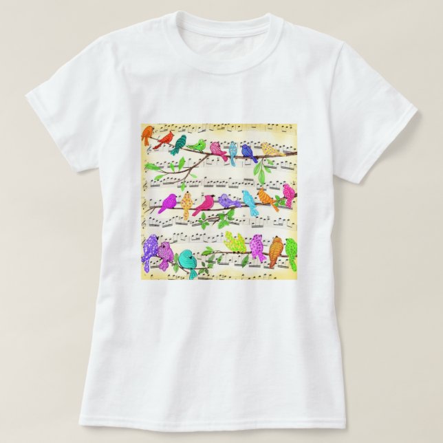 Musical Spring Birds T-Shirt (Design Front)