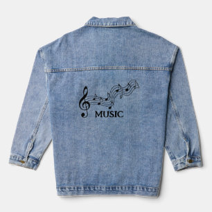 Musical Staff Design Denim Jacket