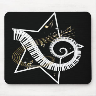 Musical Star golden notes Mouse Mat
