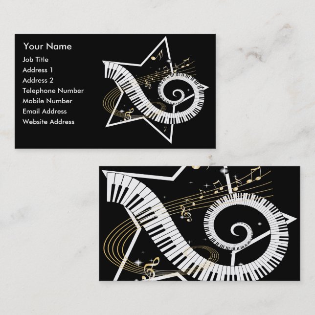 Musical Star golden notes Music Business Card (Front/Back)