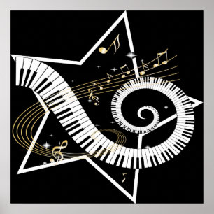 Musical Star golden notes Poster