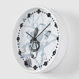 Musical Star Notes Designer Pattern Wall Clock
